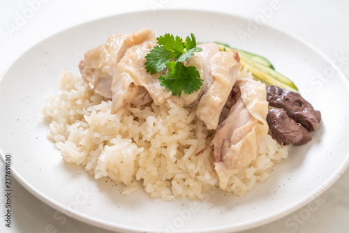 Hainanese chicken rice or steamed chicken rice