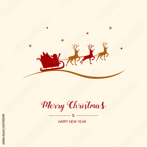 Christmas greetings with cartoon Santa Claus. Vector.