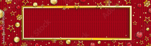 Christmas Baubles Stars Golden Frame Snowflakes Bauble Red Knittin Header