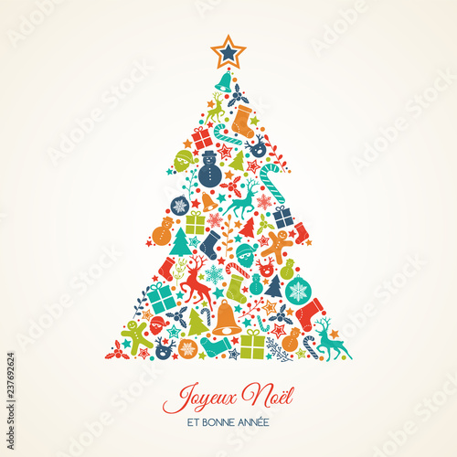 Joyeux Noel et Bonne Annee - french Christmas wishes. Vector