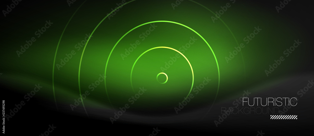 Dark abstract background with glowing neon circles Dark abstract background with glowing neon circles