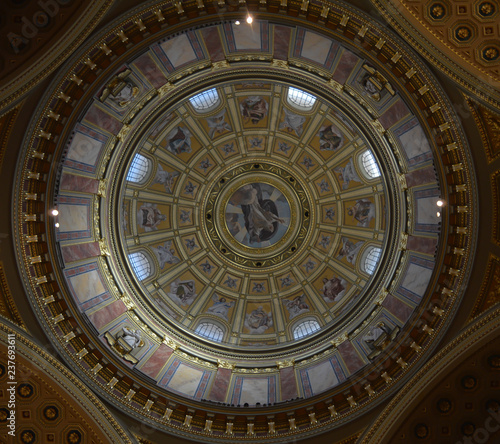 Interior of St. Stephen s Basilica  Szent Istvan Bazilika  in Budapest on December 29  2017.