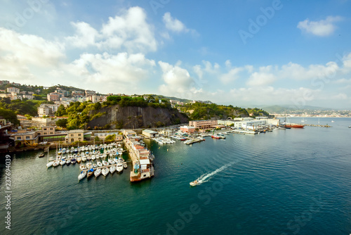 Fototapeta Naklejka Na Ścianę i Meble -  view of the bay in Savona from desk of the ship.