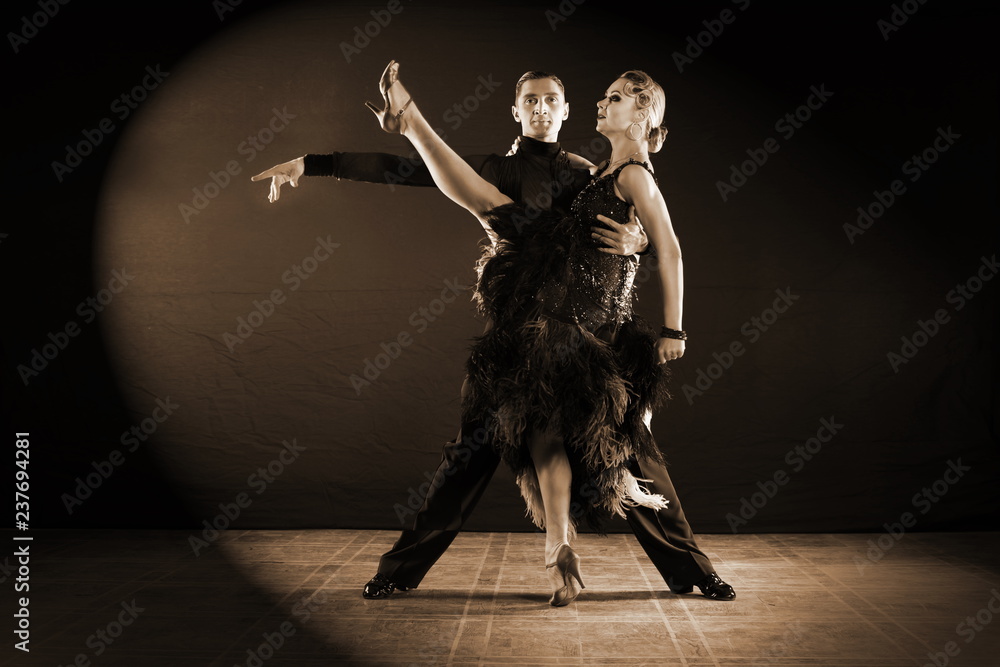 dancers in ballroom isolated on black background dancers in ballroom isolated on black background