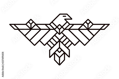 geometric Illustration of the eagle line art, logo or totem animal