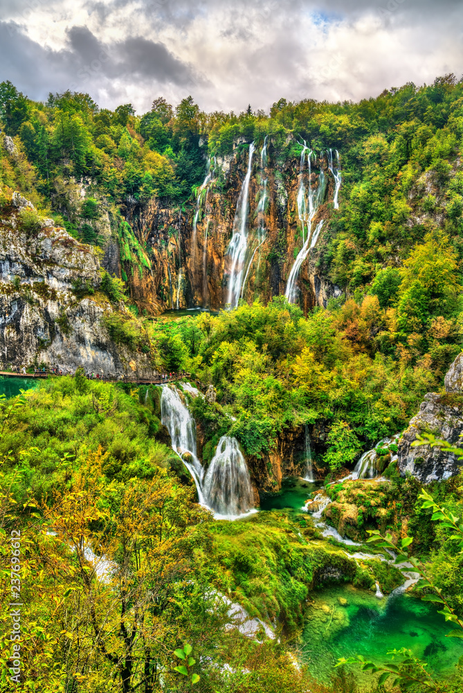 The Veliki Slap Waterfall in Plitvice Lakes National Park, Croatia