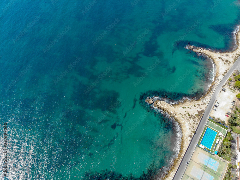 Beautiful see view from above taken in Alicante Spain, Spanish coastal area.