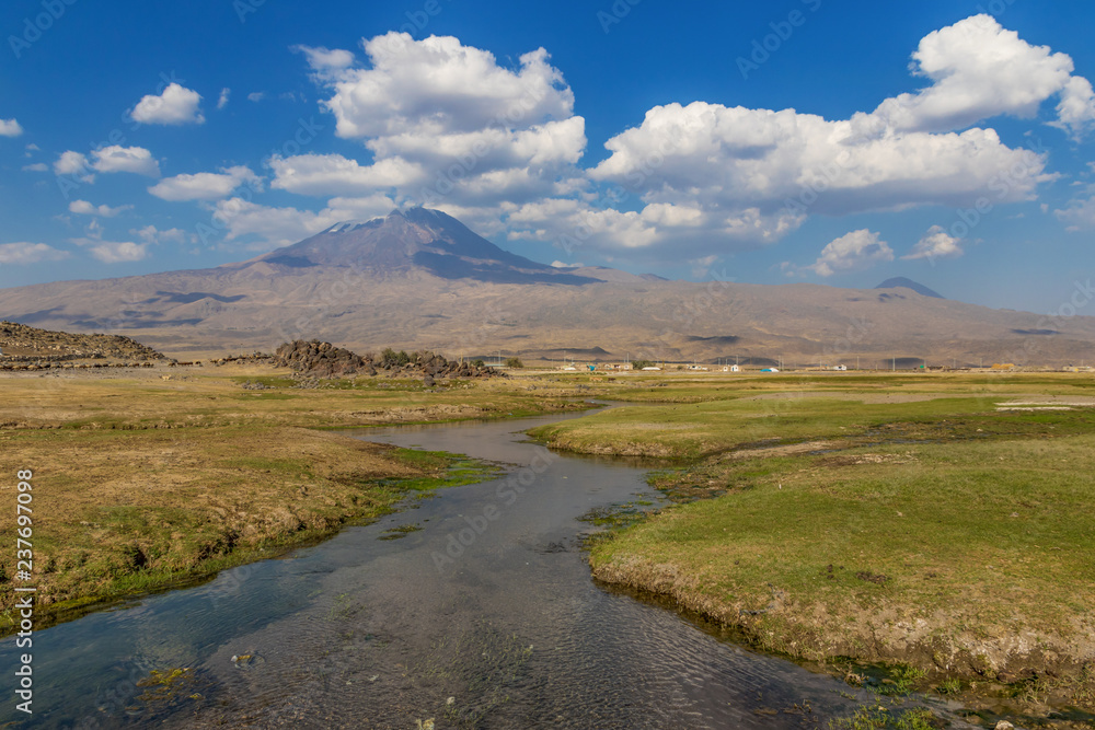 Mount Ararat, Turkey - on the high plain between Ararat and Iran, an amazing display of nature and colorful kurdish villages