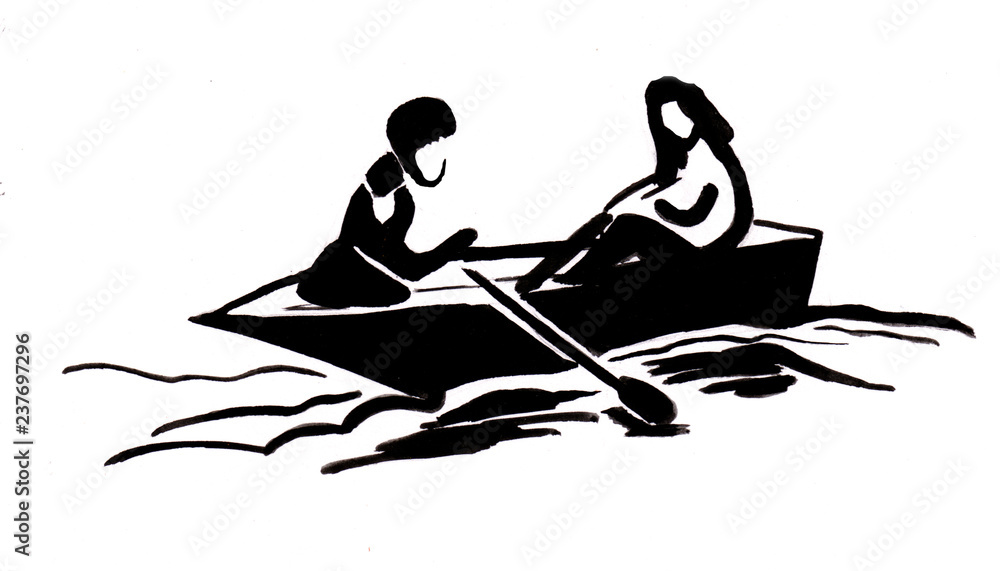 Boy and girl in boat
