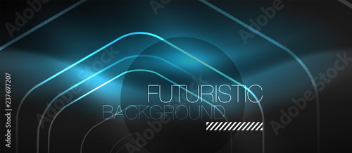 Black and glowing color lines neon design, magin techno template background