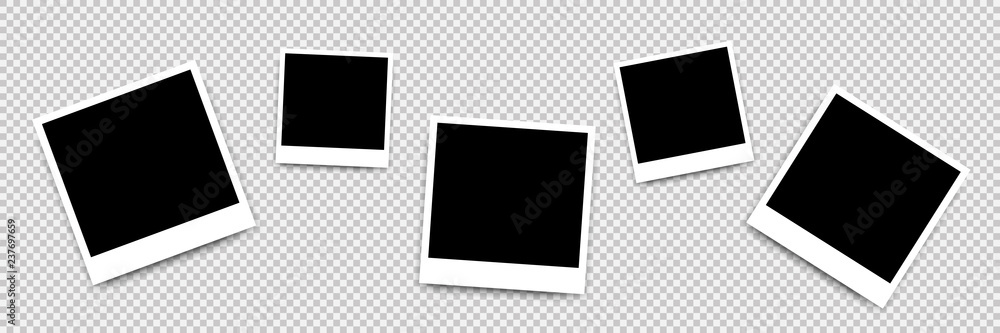 Composition of realistic black photo frames on transparent background. Mockup for design Composition of realistic black photo frames on transparent background. Mockup for design