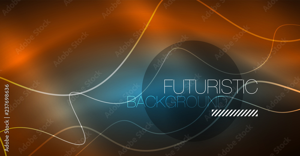 Abstract shiny glowinng color wave design element on dark background - science or technology concept Abstract shiny glowinng color wave design element on dark background - science or technology concept