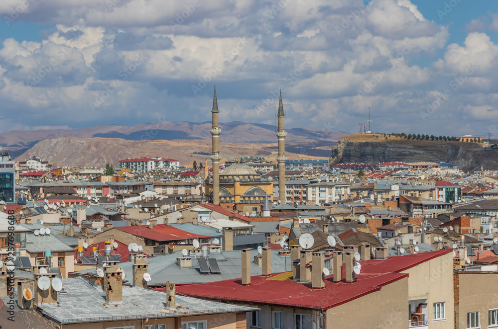 Sivas, Turkey - one of the main cities of Central Anatolia, Sivas is a popolar route between West and East of Turkey. Here in particular the city seen from the castle