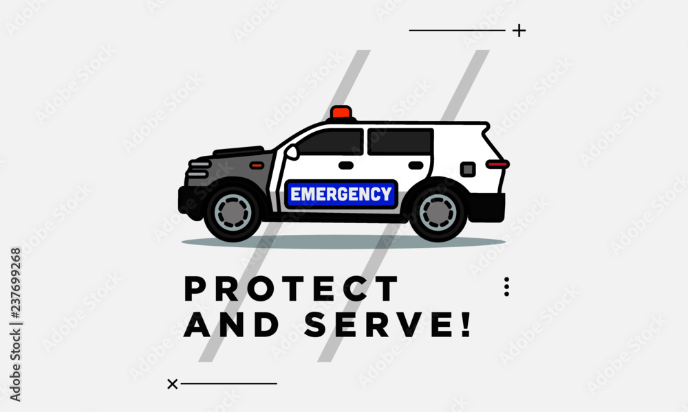 Protect and Serve Quote Poster with Police SUV Car Vector Illustration Protect and Serve Quote Poster with Police SUV Car Vector Illustration