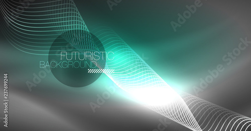 Neon lines wave background. Abstract composition