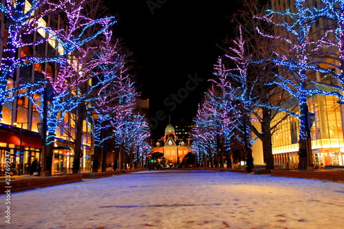 北海道、札幌市 、北3条広場akapuraのホワイトイルミネーションの風景、 © tasch
