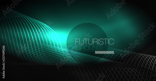 Neon lines wave background. Abstract composition