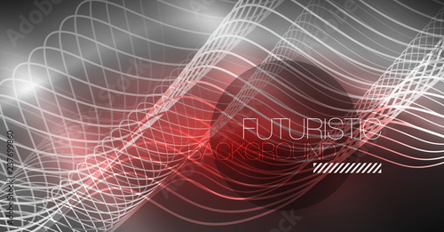 Neon lines wave background. Abstract composition