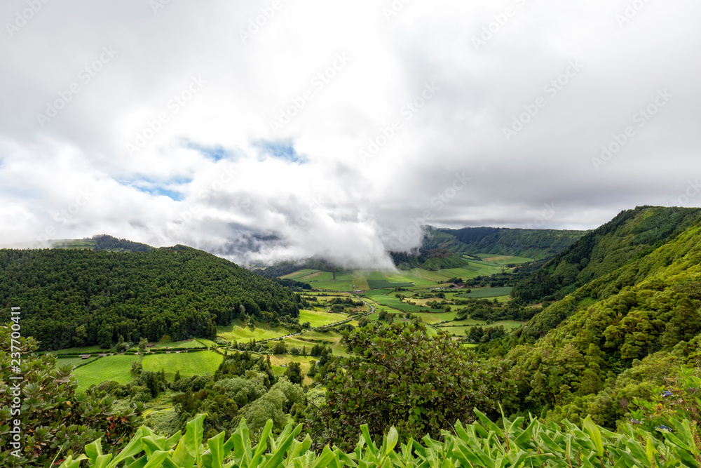 Fantastic view from the rim of the Sete Cidades Caldera in Sao Miguel in the Azores.