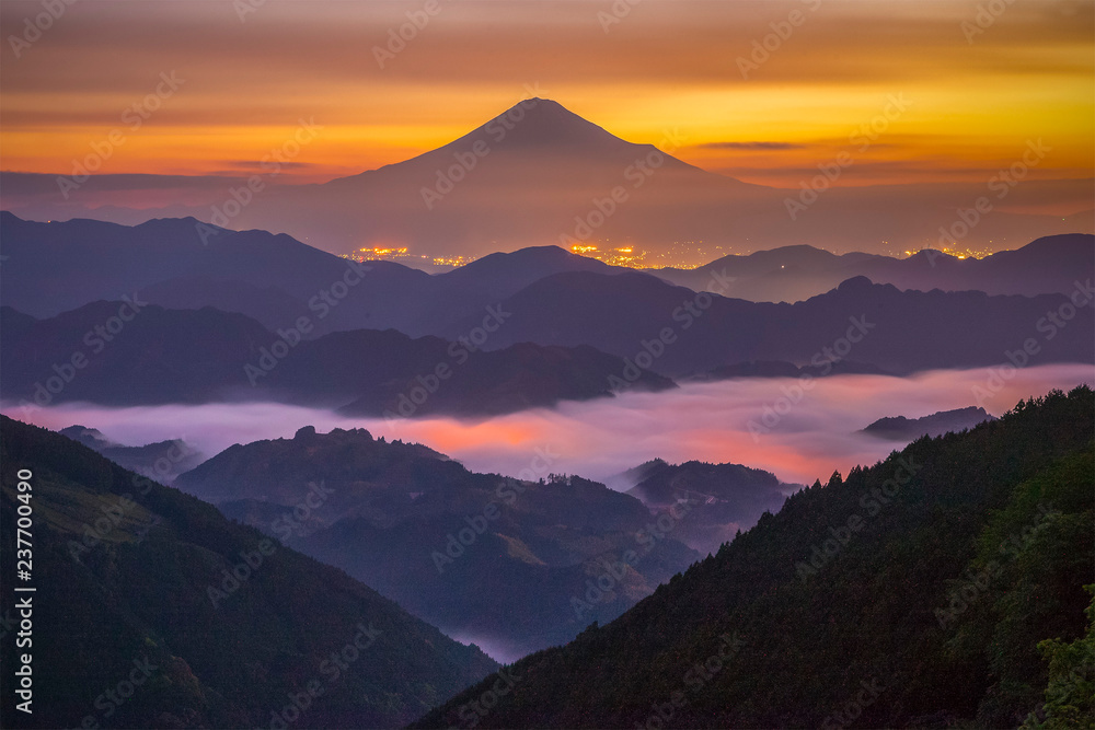 Mt.Fuji and sea of mist in morning