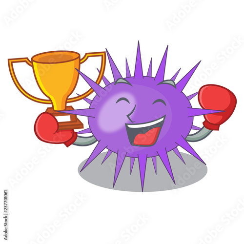 Boxing winner sea urchin isolated on a character