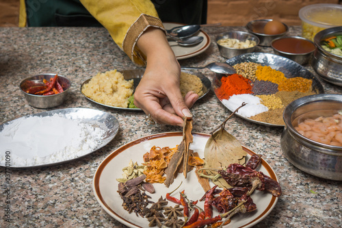 Indian spice demonstration in a cooking class