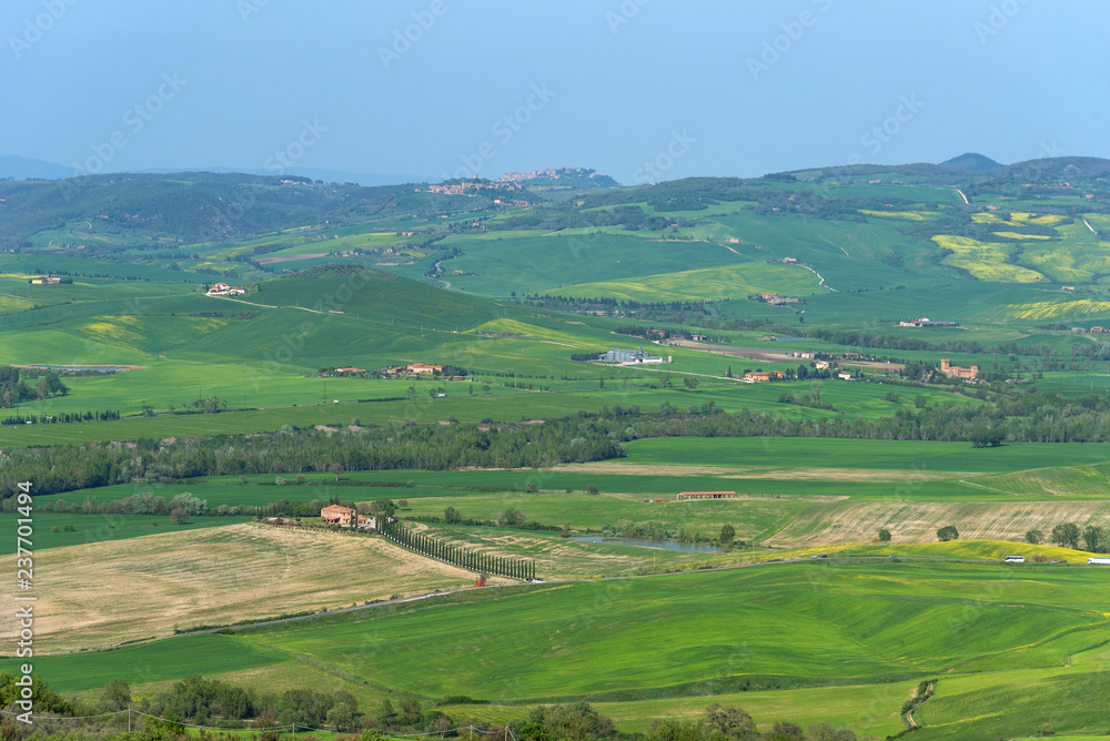 Amazing aerial view of Tuscany from Fortress of Tentennano. Beautiful panorama landscape near Castiglione d'Orcia,Tuscany, Italy Amazing aerial view of Tuscany from Fortress of Tentennano. Beautiful panorama landscape near Castiglione d'Orcia,Tuscany, Italy