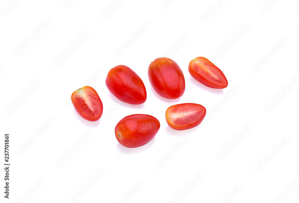 Red plum tomatoes isolated on white background Red plum tomatoes isolated on white background