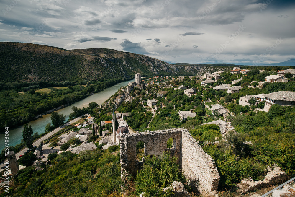 Fototapeta premium Kula Pocitelj, Bosnia and Herzegovina-july 9 2018, old castle