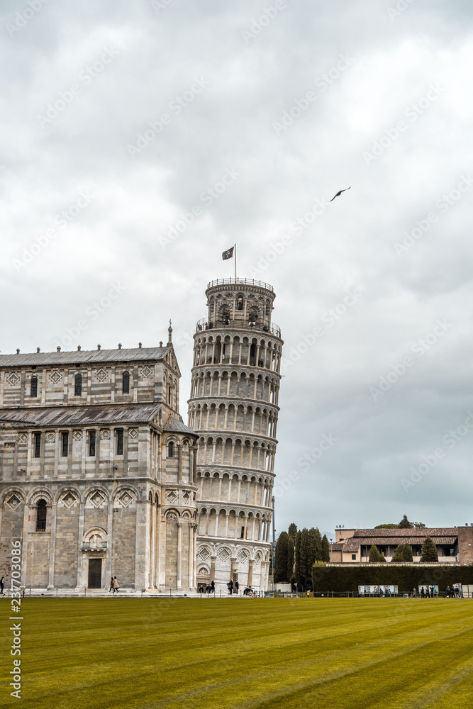 Leaning tower of Pisa with cathedral