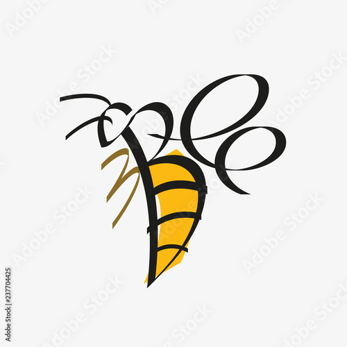 Animal typography, animal calligraphy, animal logo, animal logotype. Bee typography, bee calligraphy, bee logo, bee logotype.