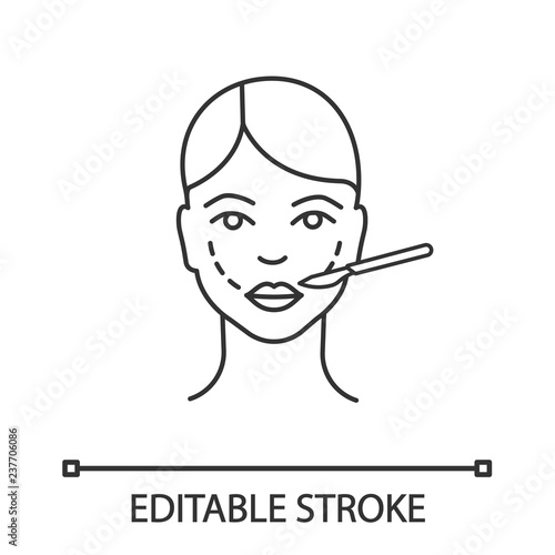 Cheek lift surgery linear icon