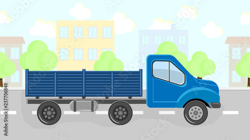 Truck carries through the city. llustration set