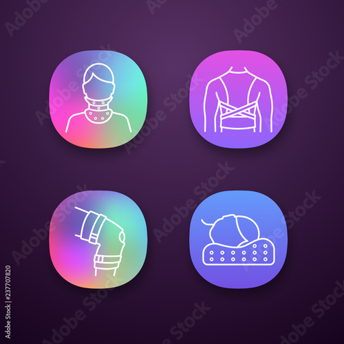 Trauma treatment app icons set