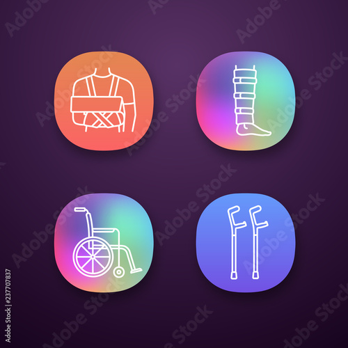 Trauma treatment app icons set