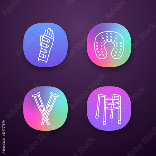 Trauma treatment app icons set
