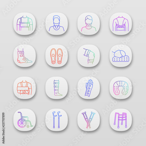 Trauma treatment app icons set