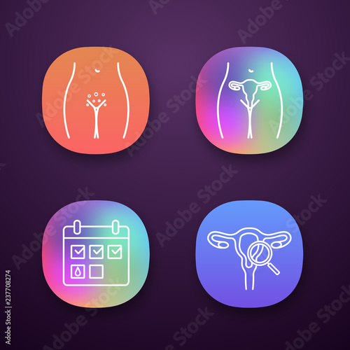 Gynecology app icons set