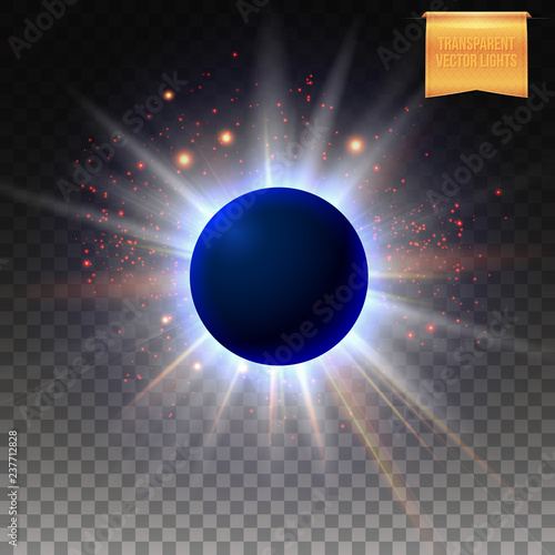 Abstract cosmic eclipse vector illustration with sparkling star lights