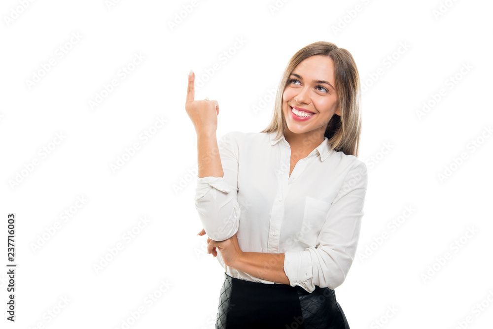 Portrait of beautiful business woman gesturing good idea Portrait of beautiful business woman gesturing good idea