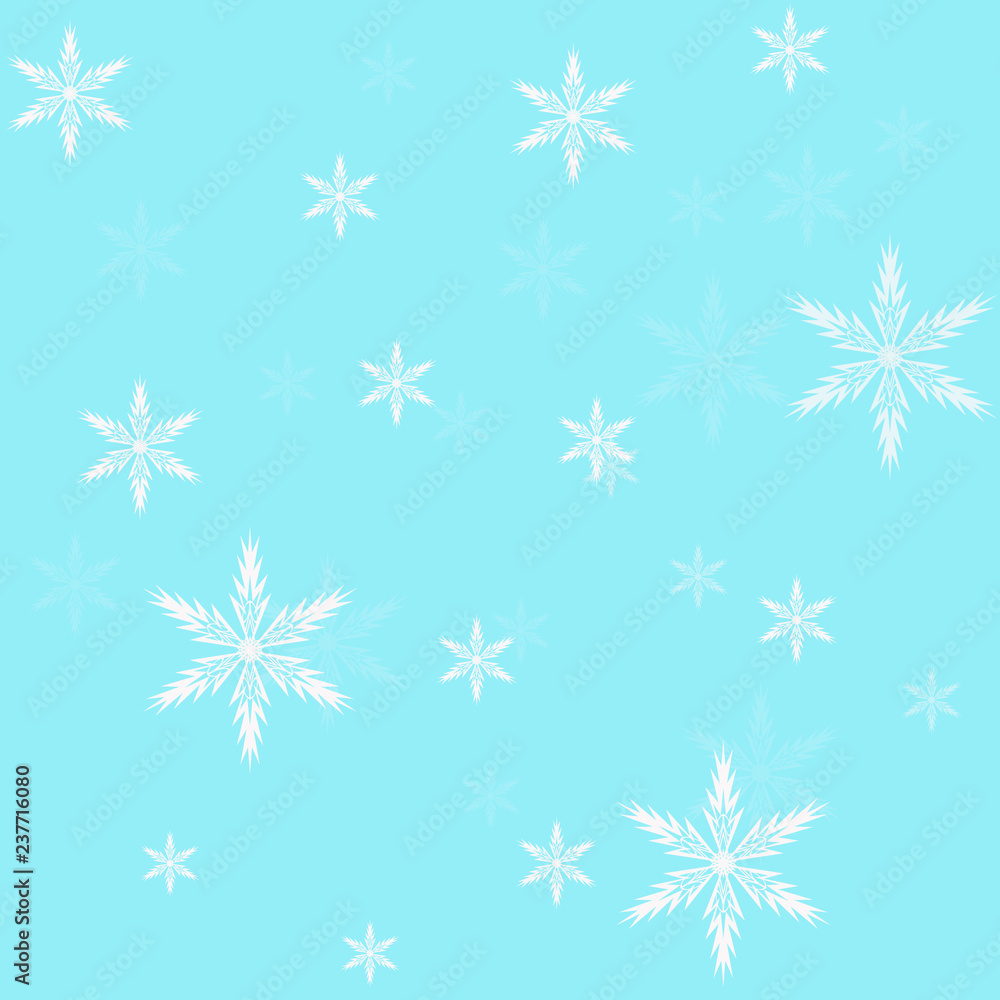 White snowflakes on a blue background. Vector illustration