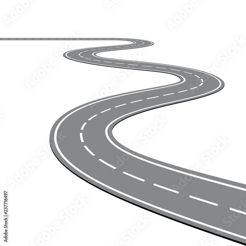 Creative vector illustration of winding curved road