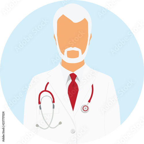 Doctor icon. Man physician medic with stethoscope . Vector illustration