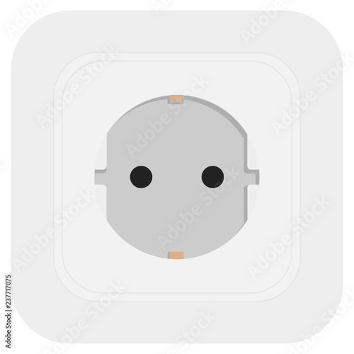 White power electrical socket isolated on white. Vector illustration