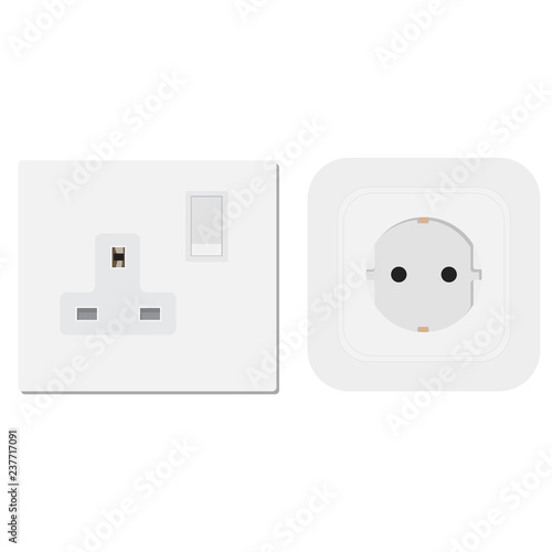 Socket  vector electrical outlet for electric plugs and electricity illustration set