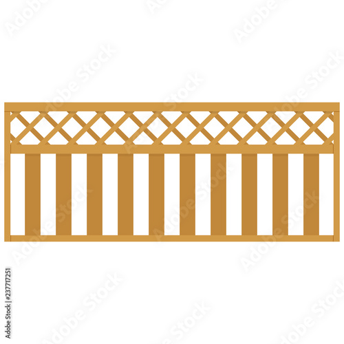Wooden rural garden fence isolated on white background