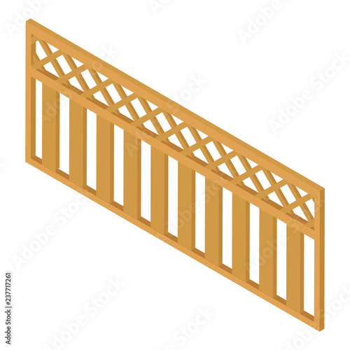 Wooden rural garden fence isolated on white background