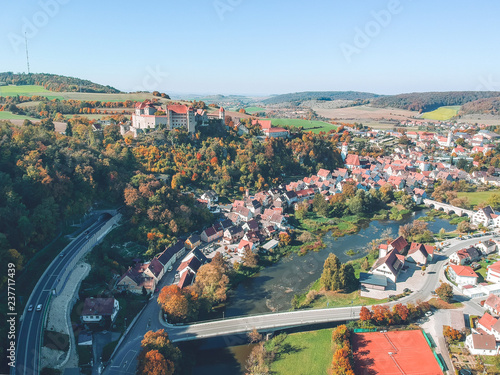 Obraz na płótnie Aerial view of Harburg from above w salonie