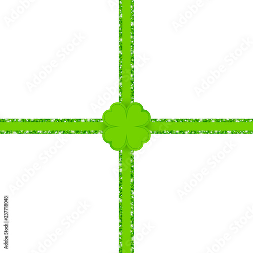 Cross Light Green Clover Glitter Ribbon