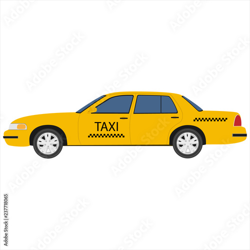 Yellow taxi cab vector icon sign isolated, public transport